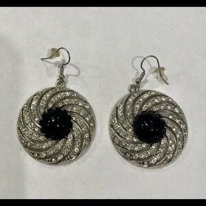 Elegant Silver and Black Swirl Earrings